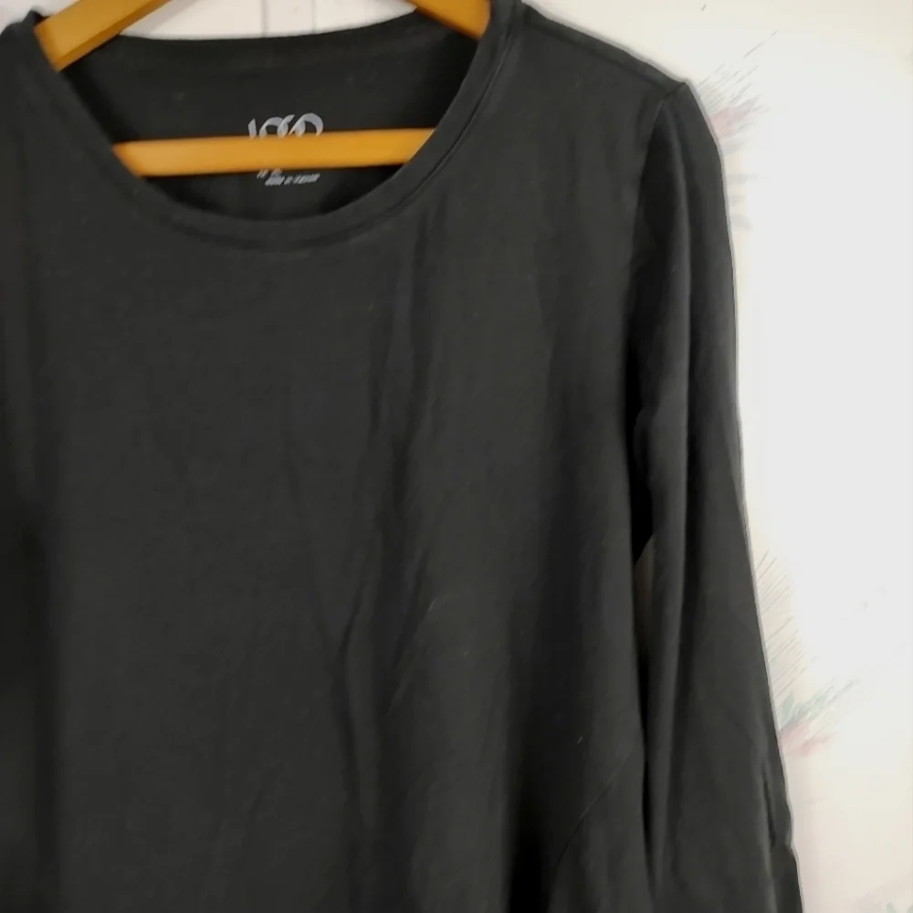 LOGO Lori Goldstein Black Long Sleeve Top L - Picture 2 of 10